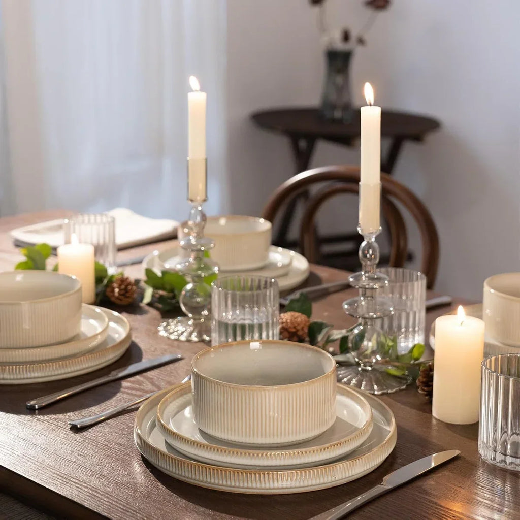 🍽️ 12-Piece Stoneware Dinnerware Set for 4 – Modern Ceramic Crockery Set for Everyday Dining & Entertaining