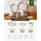 🍽️ 12-Piece Stoneware Dinnerware Set for 4 – Modern Ceramic Crockery Set for Everyday Dining & Entertaining