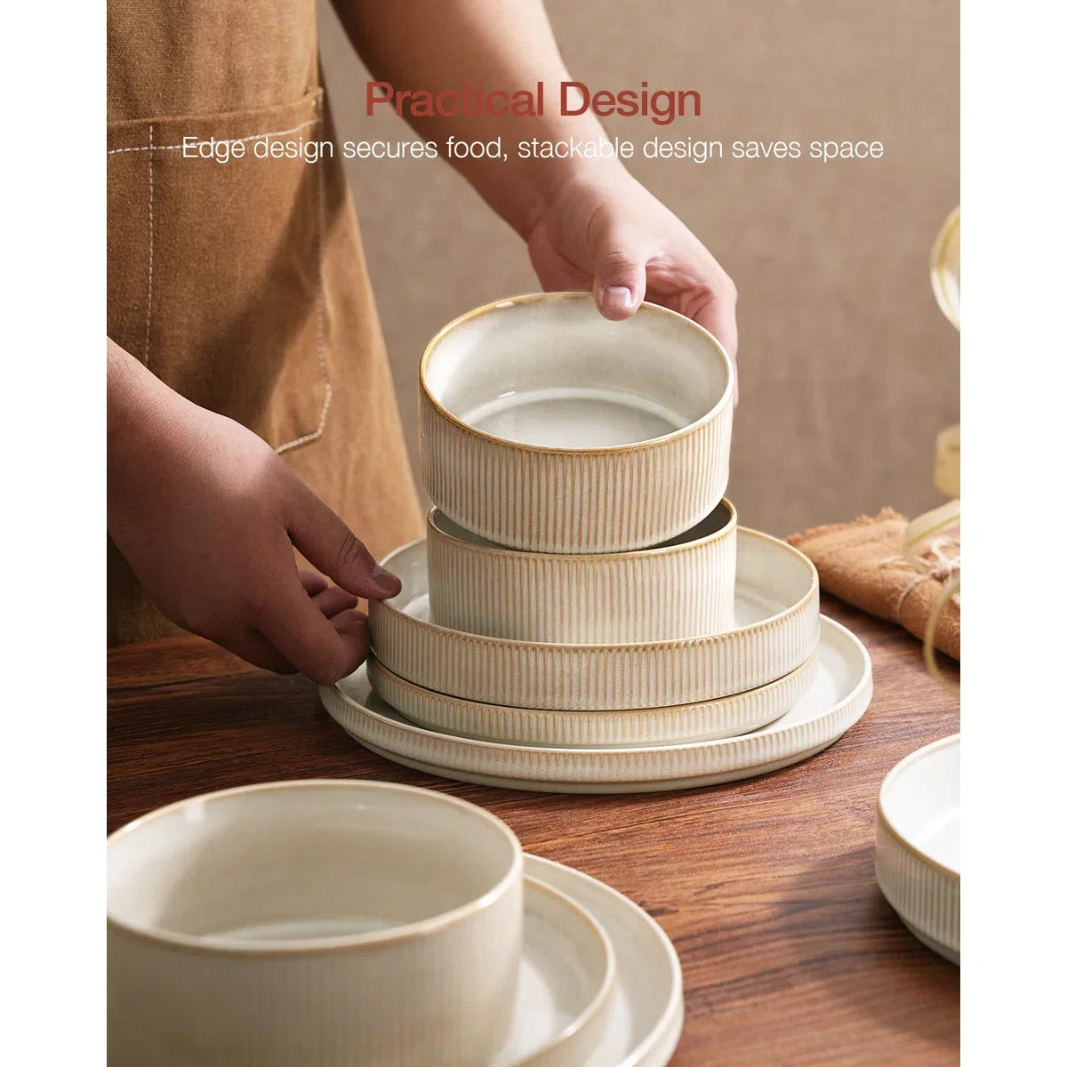 🍽️ 12-Piece Stoneware Dinnerware Set for 4 – Modern Ceramic Crockery Set for Everyday Dining & Entertaining