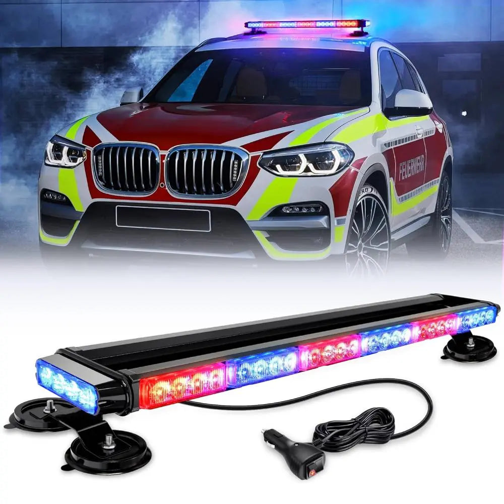 29.5" 56LED Magnetic Roof Top Strobe Light Bar – 12V-24V High-Visibility Warning Light for Work Vehicles