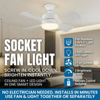 Remote Controlled Socket Ceiling Fan & Light