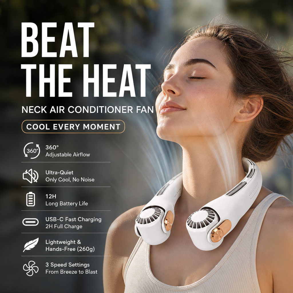 🌀 LIMITED-TIME 49% OFF! 💥 360° Rotating Neck Fan – Ultra Quiet, 3 Speeds, Hands-Free, Long Battery ✨
