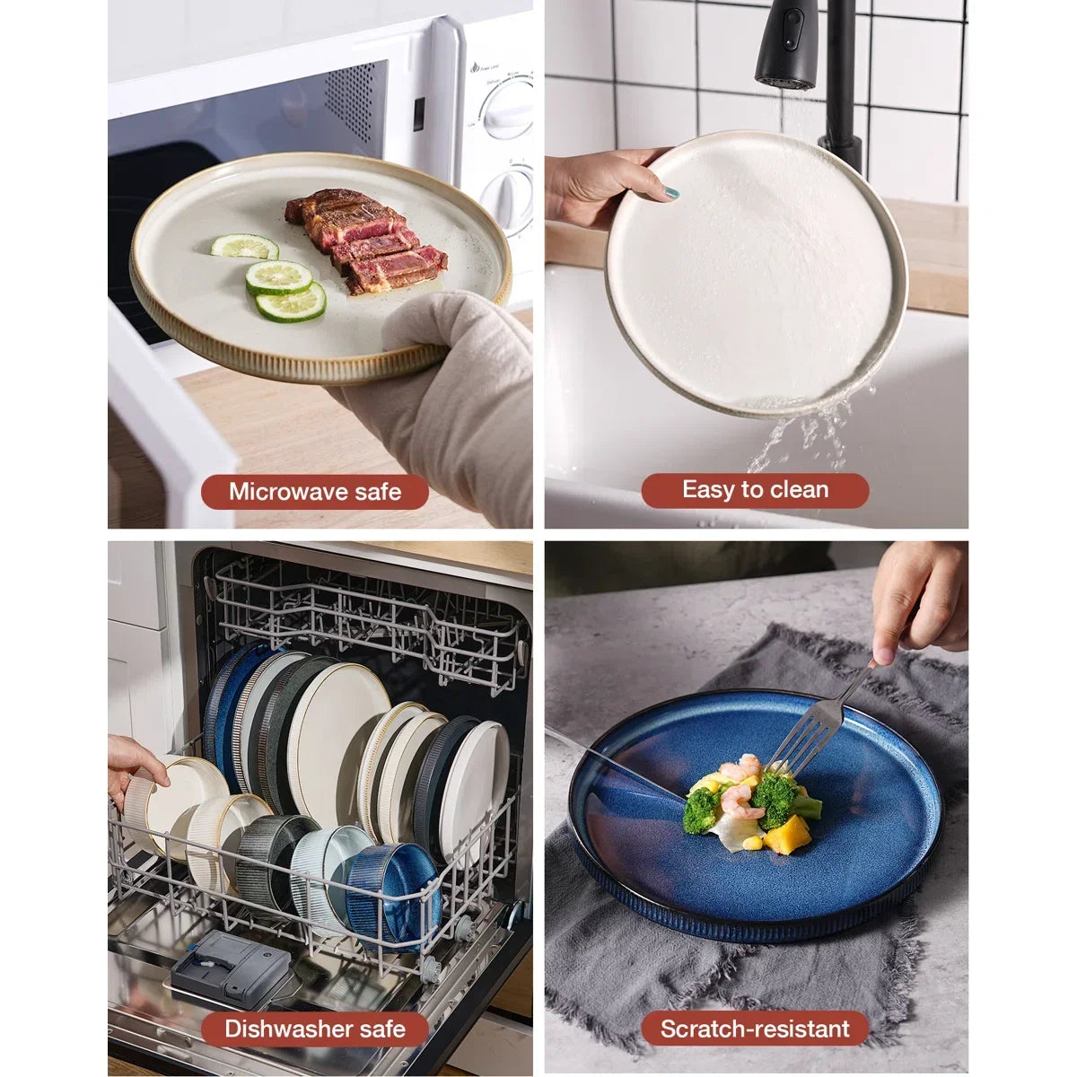 🍽️ 12-Piece Stoneware Dinnerware Set for 4 – Modern Ceramic Crockery Set for Everyday Dining & Entertaining