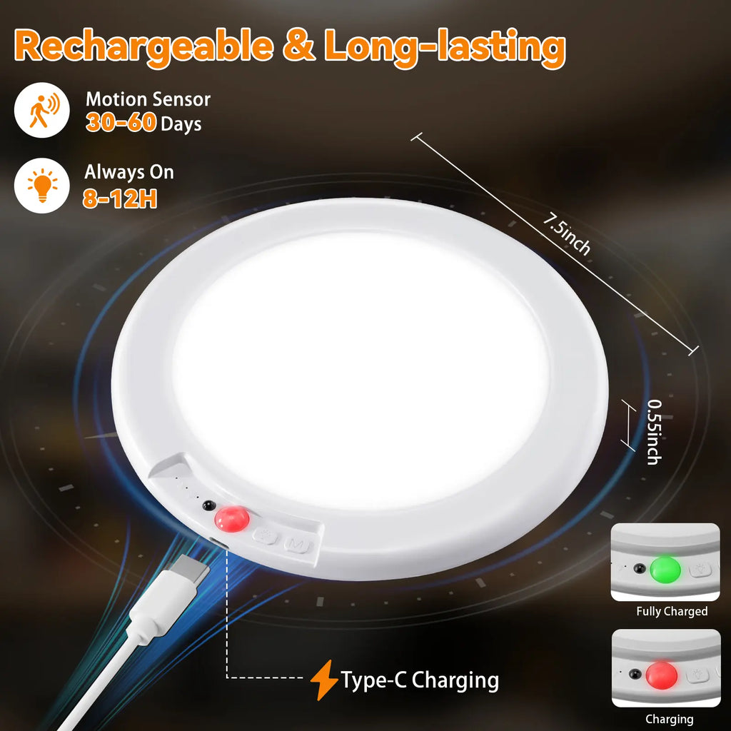 Rechargeable Magnetic Ceiling Lights 2-Pack with Remote