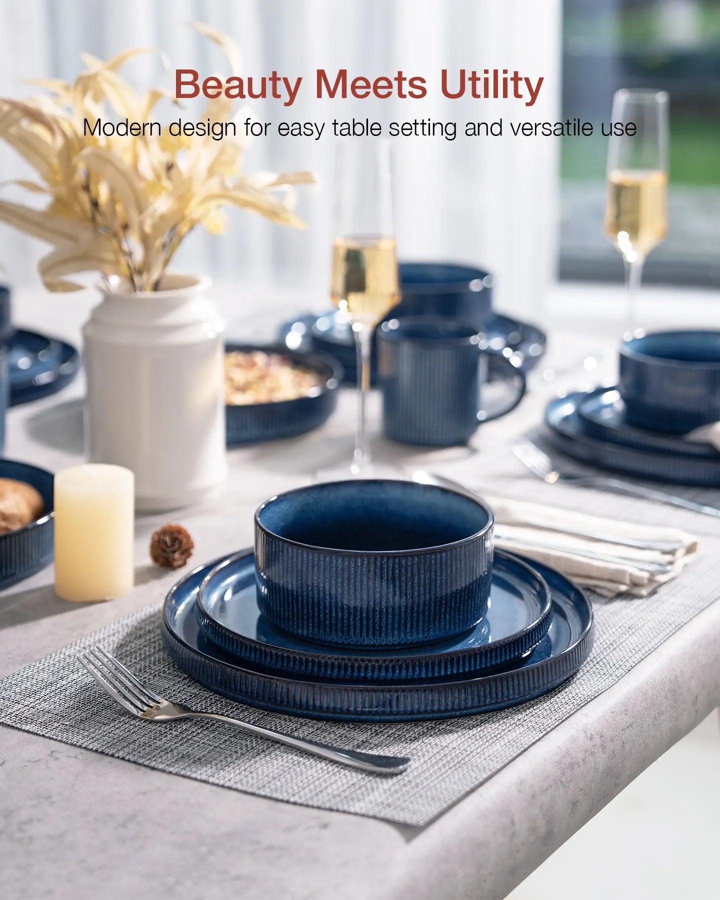 🍽️ 12-Piece Stoneware Dinnerware Set for 4 – Modern Ceramic Crockery Set for Everyday Dining & Entertaining