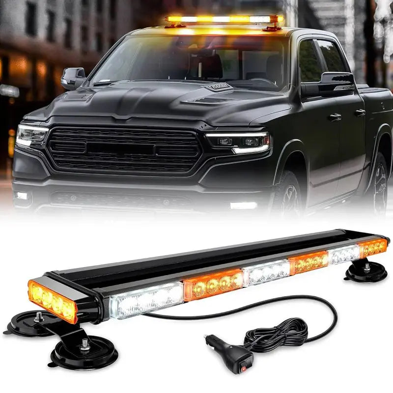 29.5" 56LED Magnetic Roof Top Strobe Light Bar – 12V-24V High-Visibility Warning Light for Work Vehicles