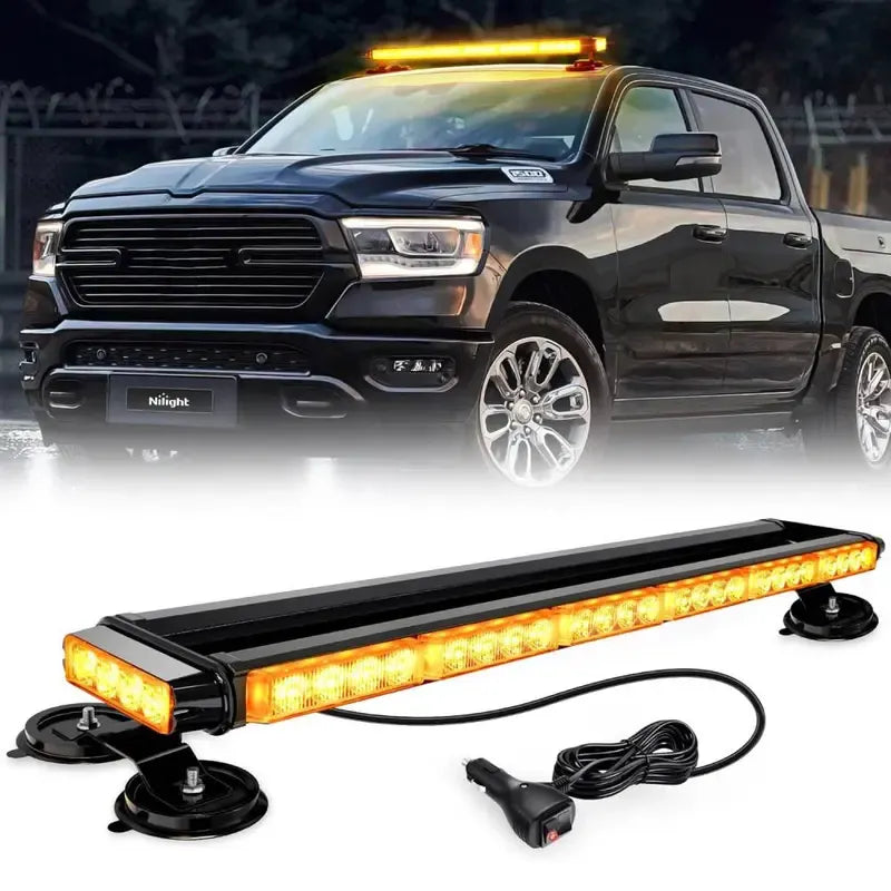 29.5" 56LED Magnetic Roof Top Strobe Light Bar – 12V-24V High-Visibility Warning Light for Work Vehicles