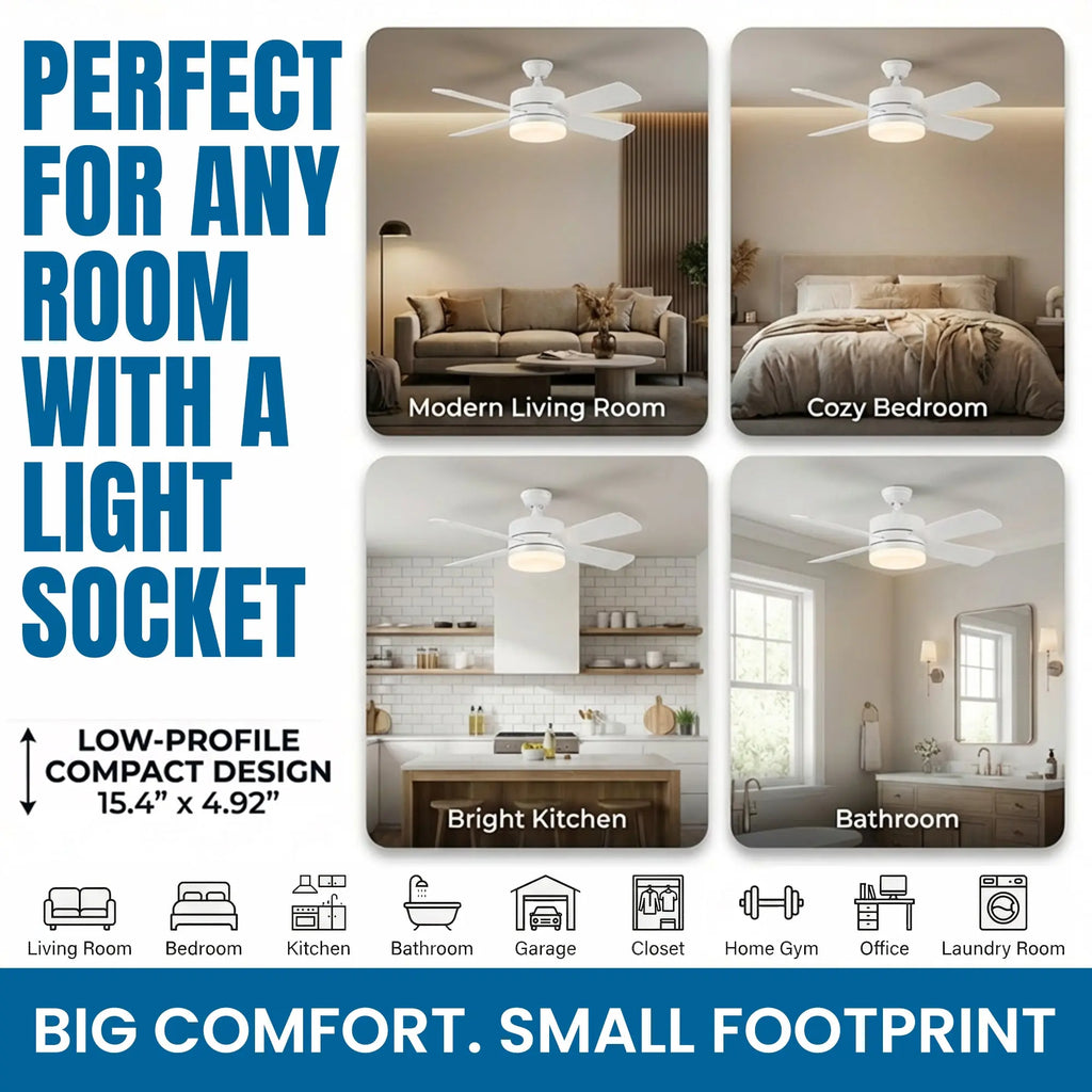 Remote Controlled Socket Ceiling Fan & Light