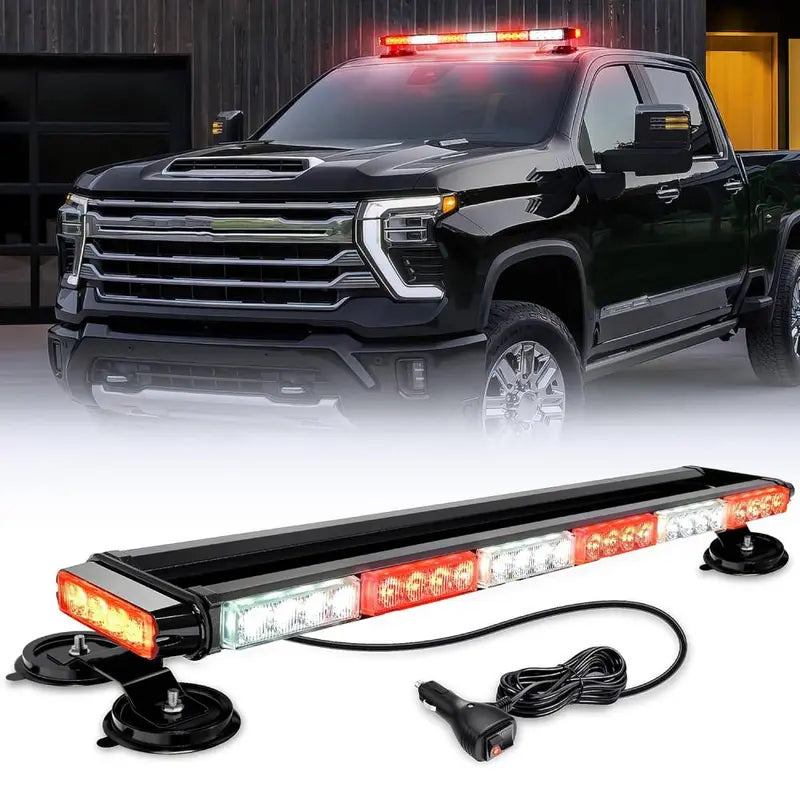 29.5" 56LED Magnetic Roof Top Strobe Light Bar – 12V-24V High-Visibility Warning Light for Work Vehicles