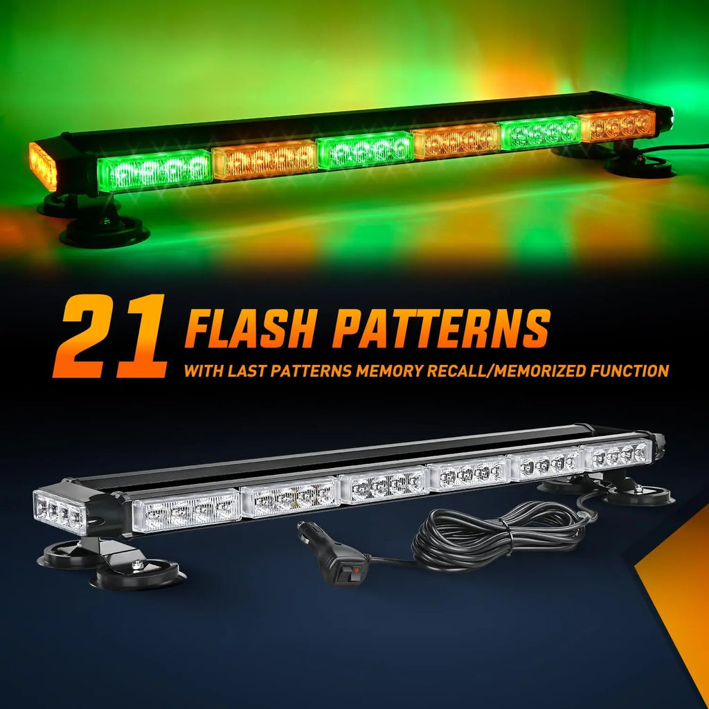29.5" 56LED Magnetic Roof Top Strobe Light Bar – 12V-24V High-Visibility Warning Light for Work Vehicles