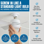 Remote Controlled Socket Ceiling Fan & Light