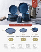 🍽️ 12-Piece Stoneware Dinnerware Set for 4 – Modern Ceramic Crockery Set for Everyday Dining & Entertaining